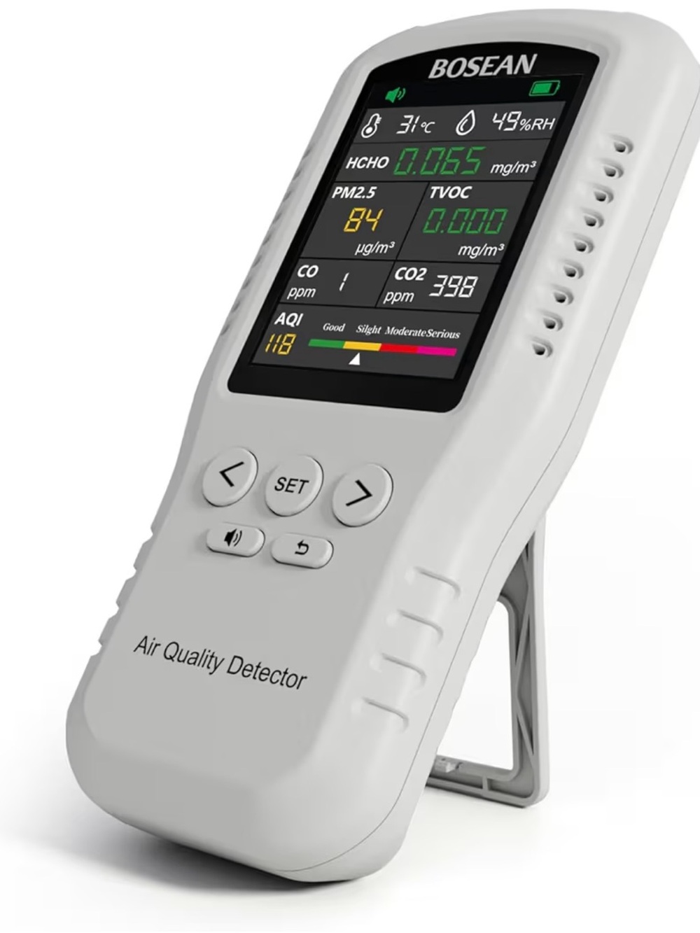 BOSEAN White Air Quality Detector - Portable Digital Meter